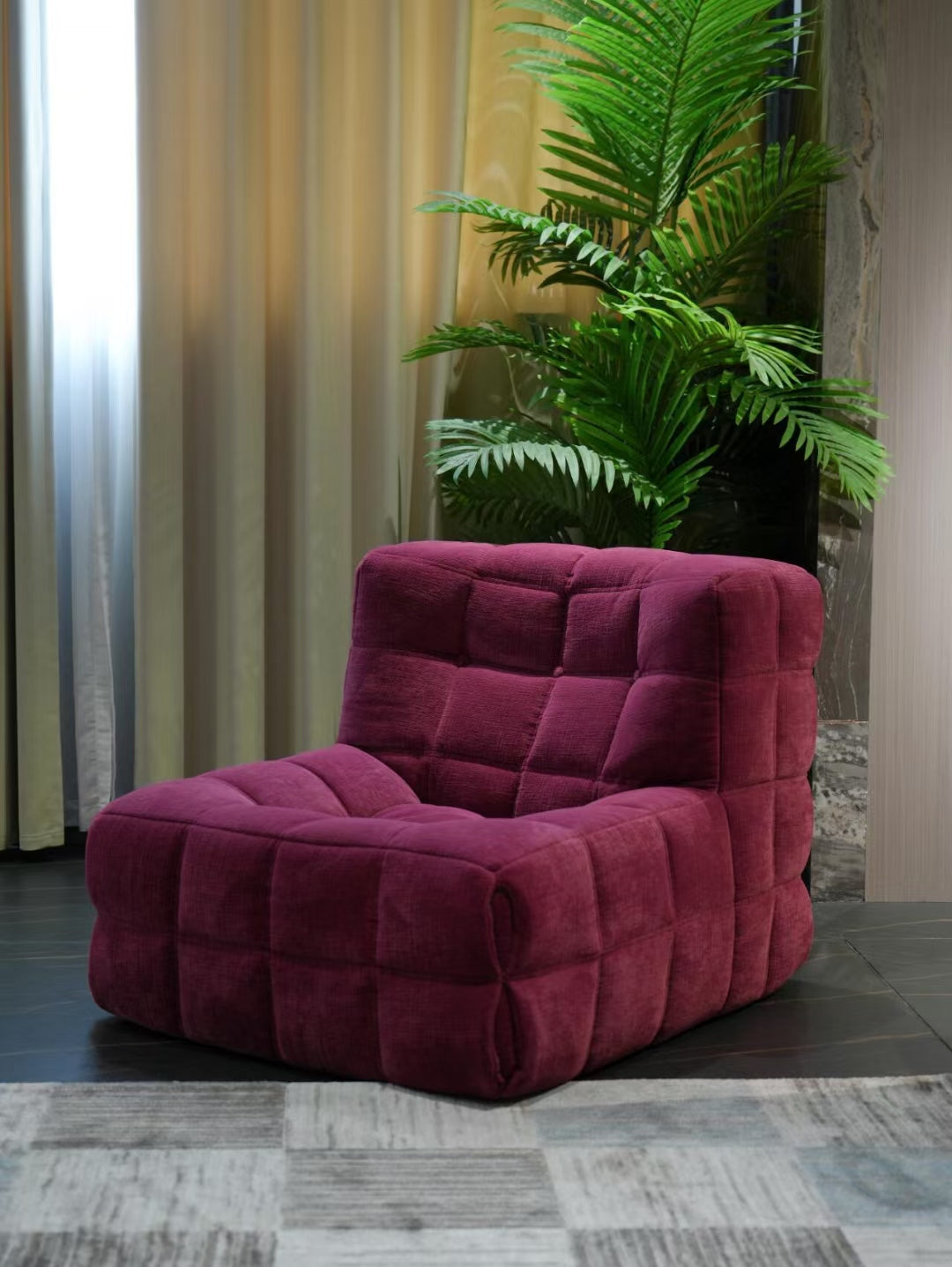 Waffle Lounge Sofa | Compressed Sofa | Lazy Lounge Chair | Modern Minimalist Armless Sofa | Bedroom & Living Room Seating | High-Density Foam Soft Couch